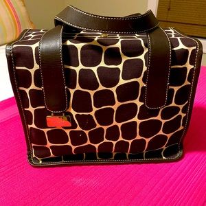 Kate Spade giraffe print canvas makeup/travel bag